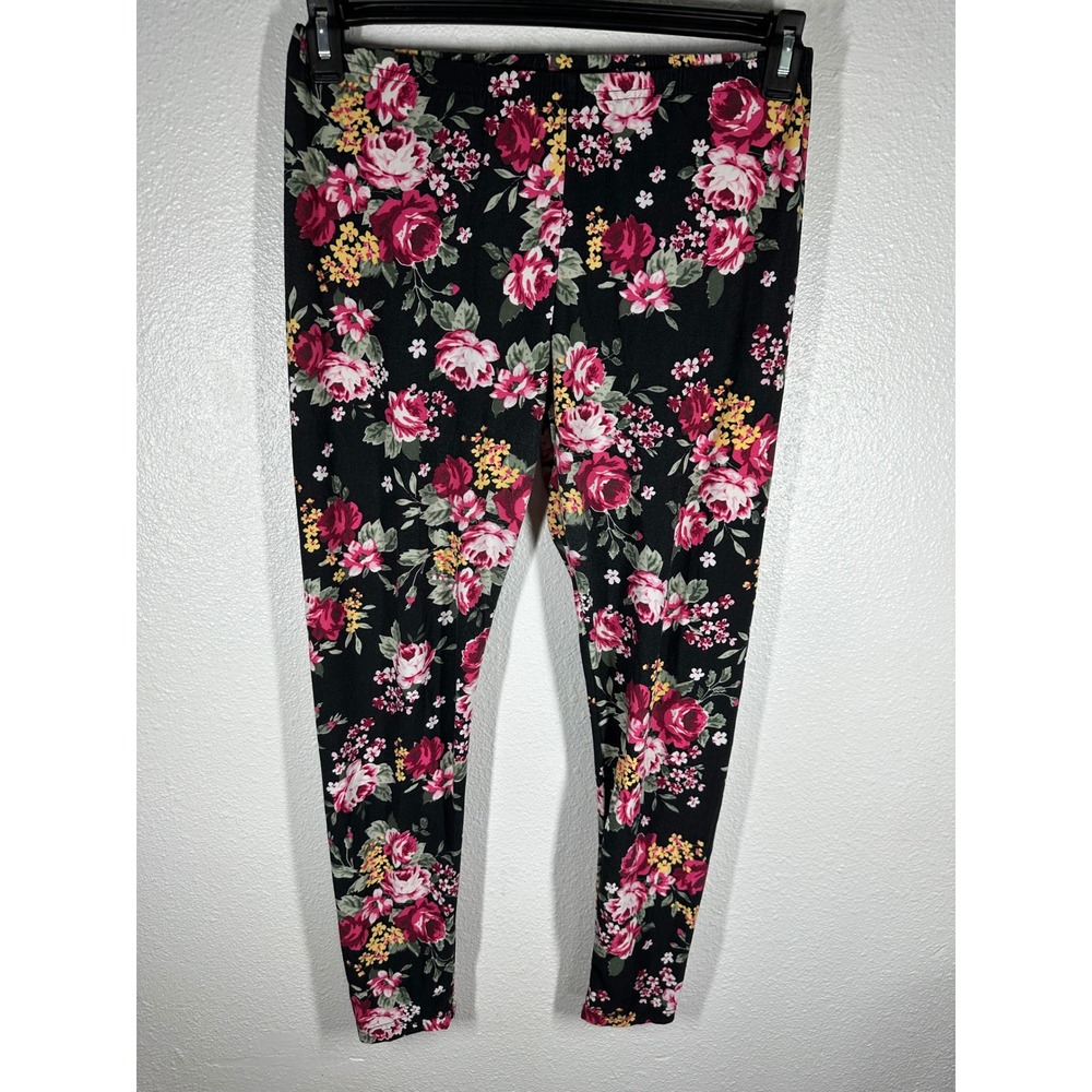 Bobbie Brooks Leggings Womens Large Floral Rose Print Ankle Elastic Waist Pants